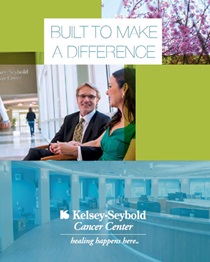 Kelsey-Seybold Cancer Center brochure titled 'Build to Make a Difference.'