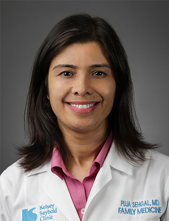 Portrait of Puja Sehgal, MD, Family Medicine and Occupational Medicine specialist at Kelsey-Seybold Clinic.