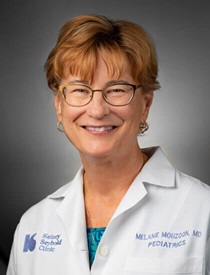 Portrait of Melanie Mouzoon, MD, FAAP, FABM, Pediatric Hospitalist specialist at Kelsey-Seybold Clinic.