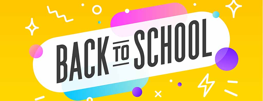 A banner reading "back to school" superimposed over a yellow background.