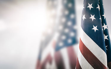 American Flags standing in line