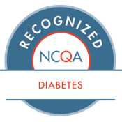 Circular badge that says, 'Recognized NCQA Diabetes.'