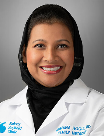 Portrait of Rumana Hoque, MD, Family Medicine specialist at Kelsey-Seybold Clinic.