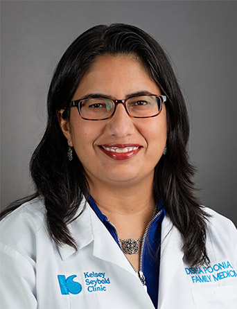 Portrait of Disha Poonia, MD, Family Medicine specialist at Kelsey-Seybold Clinic.