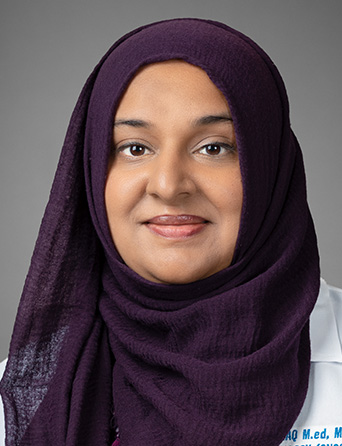 Portrait of Hafsa Ishaq, PA-C, Hematology/Oncology specialist at Kelsey-Seybold Clinic.