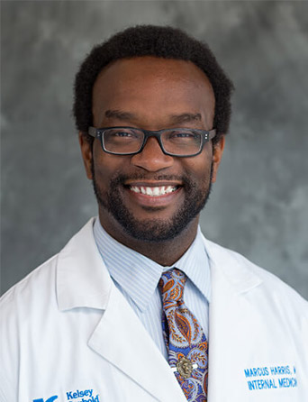 Portrait of Marcus Harris, MD, Hospitalist specialist at Kelsey-Seybold Clinic.