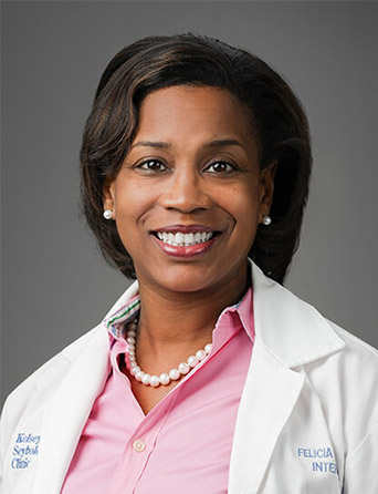 Portrait of Felicia Jordan, MD, MBA, FACP, Internal Medicine specialist at Kelsey-Seybold Clinic.