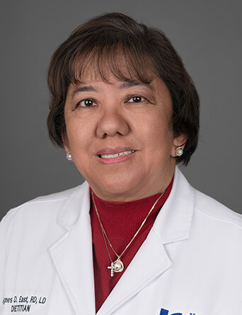 Portrait of Agnes Maria Oliva D. East, MPS-FNP, RD, LD, Dietitian and Nutrition Services provider at Kelsey-Seybold Clinic.