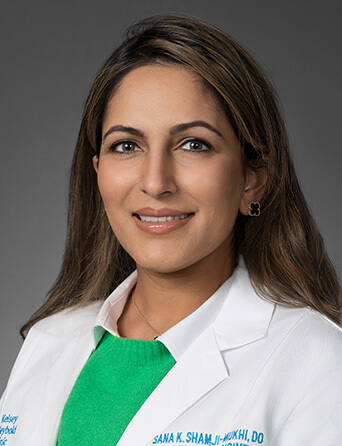Portrait of Sana Kausar Shamji-Mukhi, DO, Internal Medicine and Primary Care specialist at Kelsey-Seybold Clinic.
