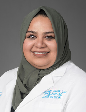 Portrait of Siddiqua Noor, DNP, APRN, FNP-BC, Family Medicine and Primary Care specialist at Kelsey-Seybold Clinic.