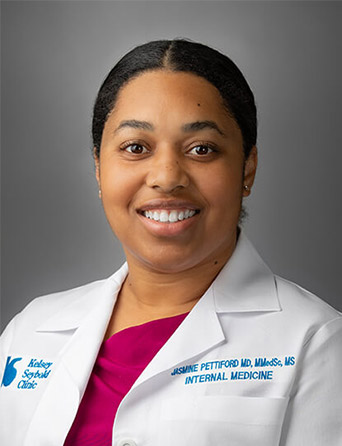 Portrait of Jasmine Pettiford, MD, Internal Medicine specialist at Kelsey-Seybold Clinic.