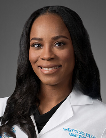 Portrait of Shanice Peacock, MSN, APRN, FNP-C, Family Medicine and Primary Care specialist at Kelsey-Seybold Clinic.