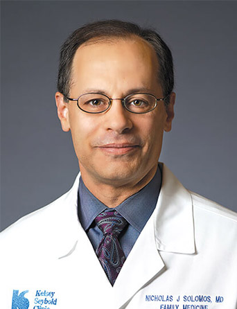 Headshot of Nicholas Solomos, MD, executive health specialist at Kelsey-Seybold Clinic.