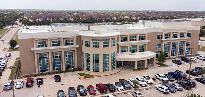 Aerial shot of Kelsey-Seybold's Pearland Clinic.