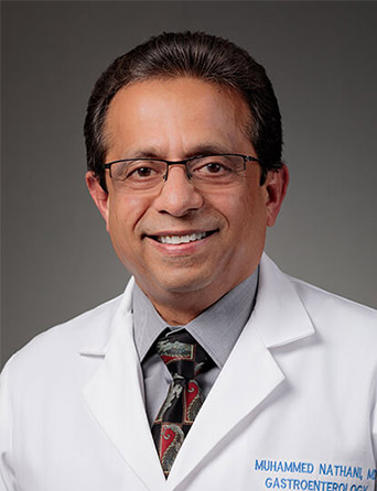 Portrait of Muhammed Nathani, MD, FACP, FACG, Gastroenterology specialist at Kelsey-Seybold Clinic.