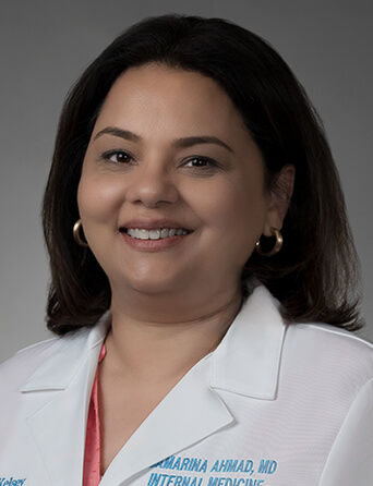 Portrait of Samarina Ahmad, MD, Internal Medicine specialist at Kelsey-Seybold Clinic.