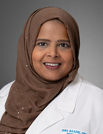 Headshot of Zeba Qaadri, DPM, Podiatry specialist at Kelsey-Seybold Clinic.