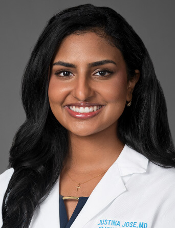 Portrait of Justina Jose, MD, Family Medicine and Primary Care provider at Kelsey-Seybold Clinic.