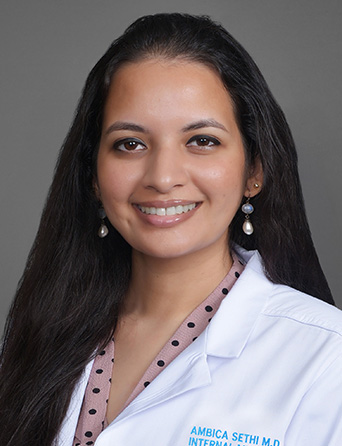 Portrait of Ambica Sethi, MD, Internal Medicine and Primary Care specialist at Kelsey-Seybold Clinic.